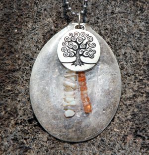 Silver Spoon with Opal and Sunstone Necklace
