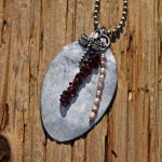 Spoon Necklace with Garnets and Cultured Pearls