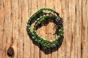 Green Millefiori Glass Wrap Bracelet